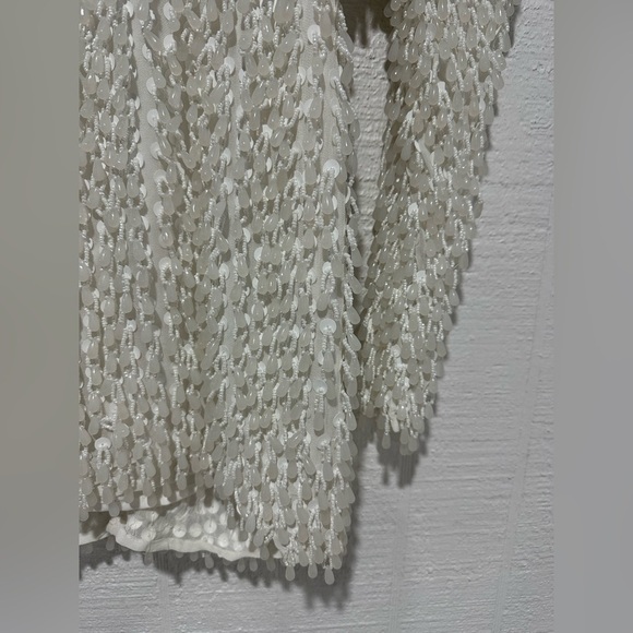 NWT ASOS DESIGN batwing embellished drip bead wrap mini dress in white SIZE 2 - Picture 5 of 16
